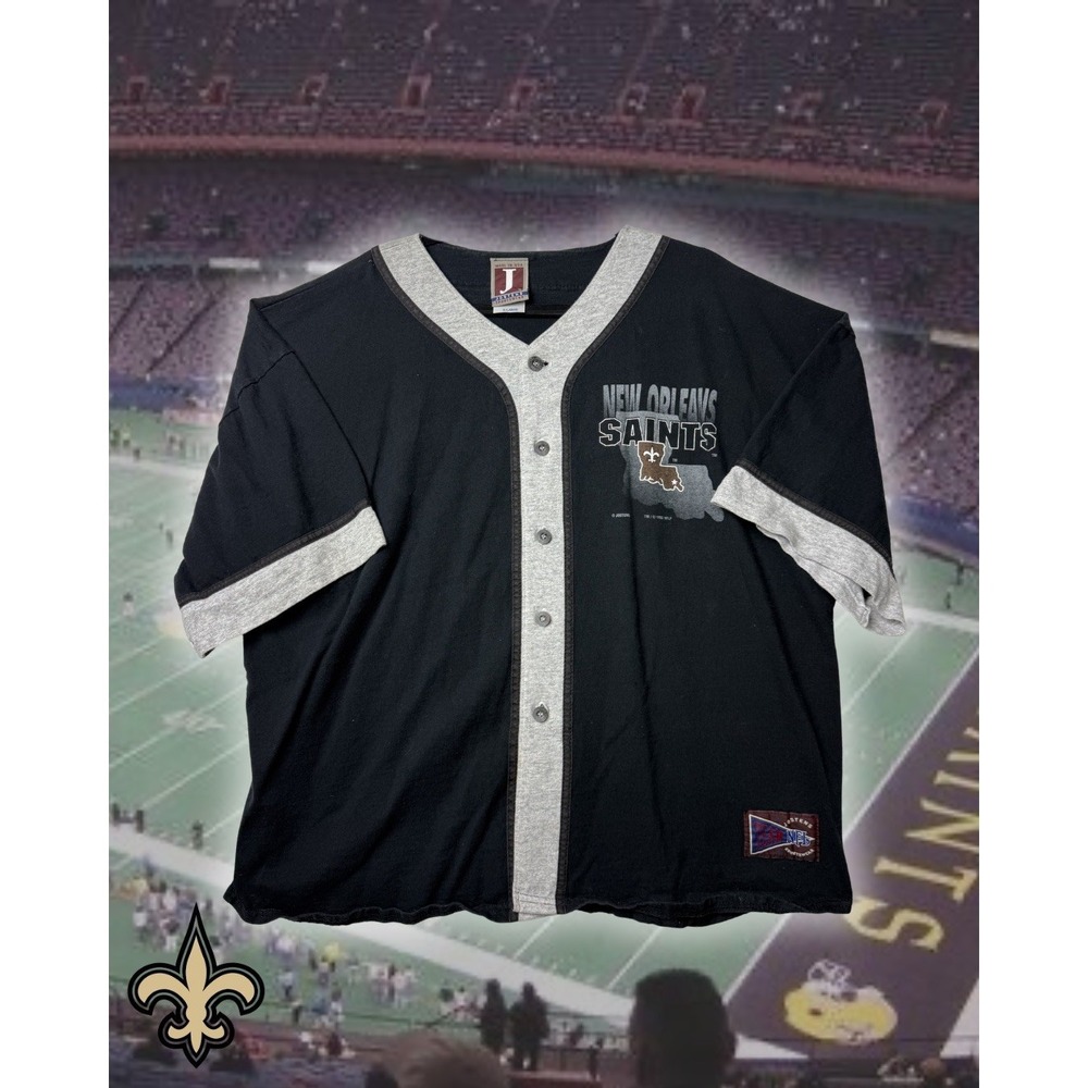 Vintage 1992 Jostens Sportswear New Orleans Saints Baseball Jersey Black Mens XL